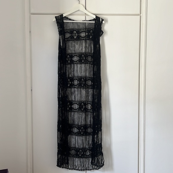 Women's Crochet Black Beach Coverup - Picture 2 of 6